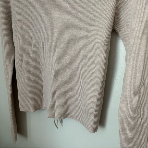 Thakoon Sweater Turtleneck Open Back Oatmeal Tan Merino Wool Casual Soft Cozy - Picture 3 of 11